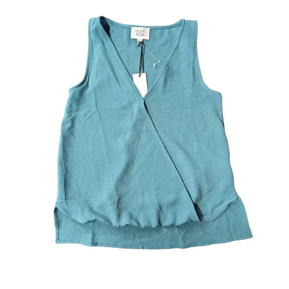 NWT Olive And Oak Faux Wrap Sleeveless  Teal Top, Women's Size XS